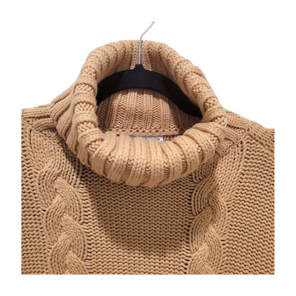 CALVIN KLEIN Jeans Cable Knit Turtleneck Long Sleeve Sweater Tan L Large - Picture 5 of 7